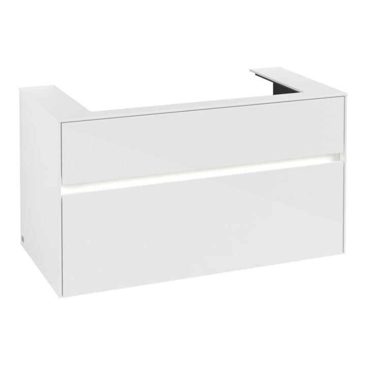 V&B Waschtischunterschrank Collaro 100x54,8x50cm, WT mi, LED 7,3 W, glo wh.