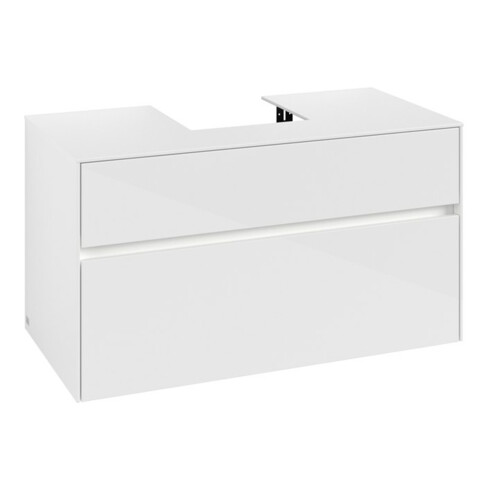 V&B Waschtischunterschrank Collaro 100x54,8x50cm, WT mi, LED 7,3 W, glo wh.