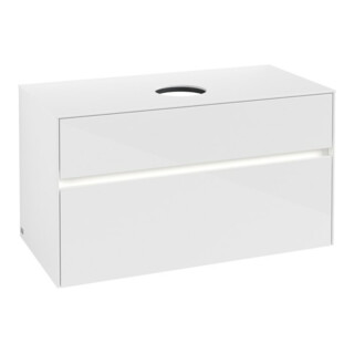 V&B Waschtischunterschrank Collaro 100x54,8x50cm, WT mi, LED 7,3 W, glo wh.