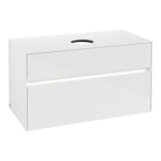 V&B Waschtischunterschrank Collaro 100x54,8x50cm, WT mi, LED 7,3 W, glo wh.