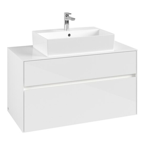 V&B Waschtischunterschrank Collaro 100x54,8x50cm, WT mi, LED 7,3 W, glo wh.