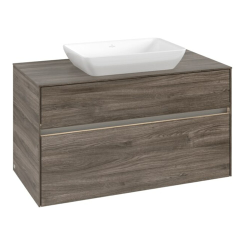 V&B Waschtischunterschrank Collaro 100x54,8x50cm, WT mi, LED 7,3 W, st. Oa