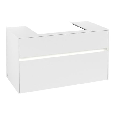 V&B Waschtischunterschrank Collaro 100x54,8x50cm, WT mi, LED 7,3 W, wh. ma