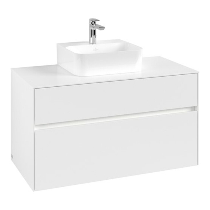 V&B Waschtischunterschrank Collaro 100x54,8x50cm, WT mi, LED 7,3 W, wh. ma