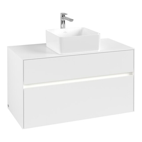 V&B Waschtischunterschrank Collaro 100x54,8x50cm, WT mi, LED 7,3 W, wh. ma