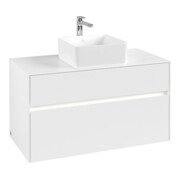 V&B Waschtischunterschrank Collaro 100x54,8x50cm, WT mi, LED 7,3 W, wh. ma