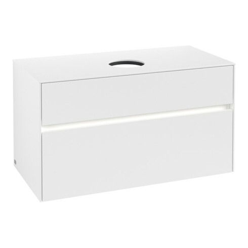 V&B Waschtischunterschrank Collaro 100x54,8x50cm, WT mi, LED 7,3 W, wh. ma