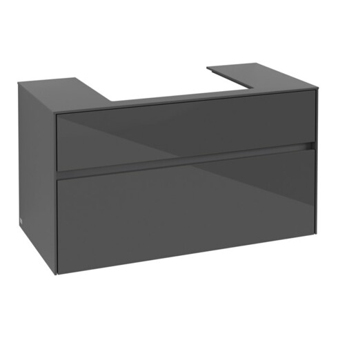 V&B Waschtischunterschrank Collaro 100x54,8x50cm, WT mittig, glossy grey