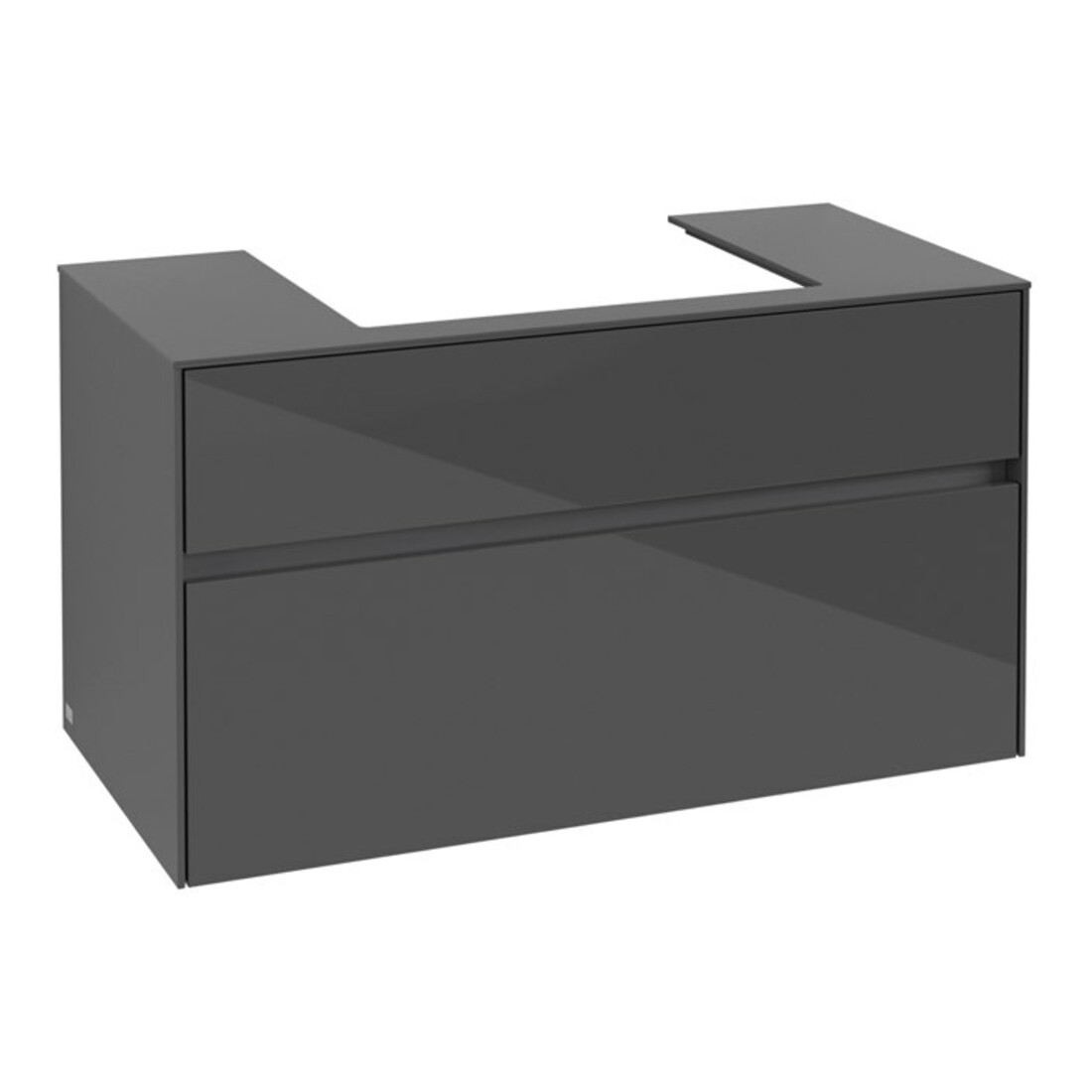 V&B Waschtischunterschrank Collaro 100x54,8x50cm, WT mittig, glossy grey