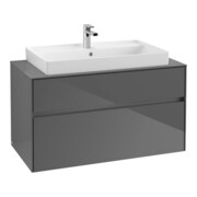 V&B Waschtischunterschrank Collaro 100x54,8x50cm, WT mittig, glossy grey