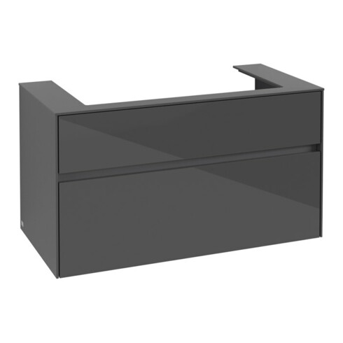V&B Waschtischunterschrank Collaro 100x54,8x50cm, WT mittig, glossy grey