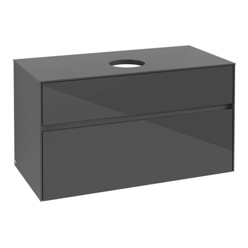 V&B Waschtischunterschrank Collaro 100x54,8x50cm, WT mittig, Glossy Grey