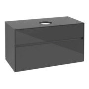 V&B Waschtischunterschrank Collaro 100x54,8x50cm, WT mittig, Glossy Grey