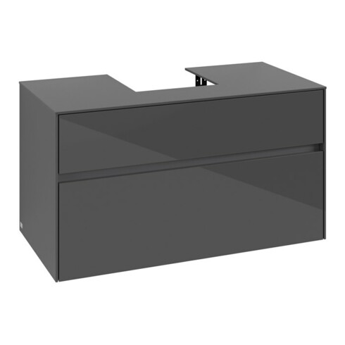 V&B Waschtischunterschrank Collaro 100x54,8x50cm, WT mittig, glossy grey