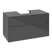 V&B Waschtischunterschrank Collaro 100x54,8x50cm, WT mittig, glossy grey