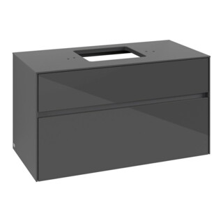 V&B Waschtischunterschrank Collaro 100x54,8x50cm, WT mittig, glossy grey