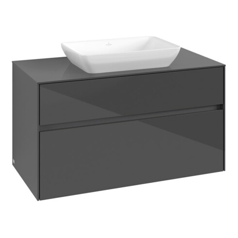 V&B Waschtischunterschrank Collaro 100x54,8x50cm, WT mittig, glossy grey