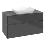 V&B Waschtischunterschrank Collaro 100x54,8x50cm, WT mittig, glossy grey
