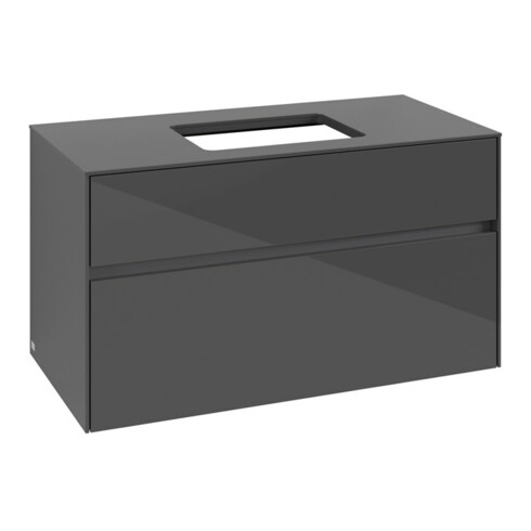 V&B Waschtischunterschrank Collaro 100x54,8x50cm, WT mittig, glossy grey