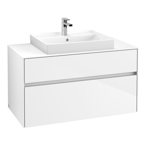 V&B Waschtischunterschrank Collaro 100x54,8x50cm, WT mittig, glossy white