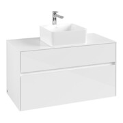 V&B Waschtischunterschrank Collaro 100x54,8x50cm, WT mittig, Glossy White