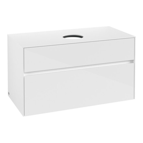 V&B Waschtischunterschrank Collaro 100x54,8x50cm, WT mittig, Glossy White