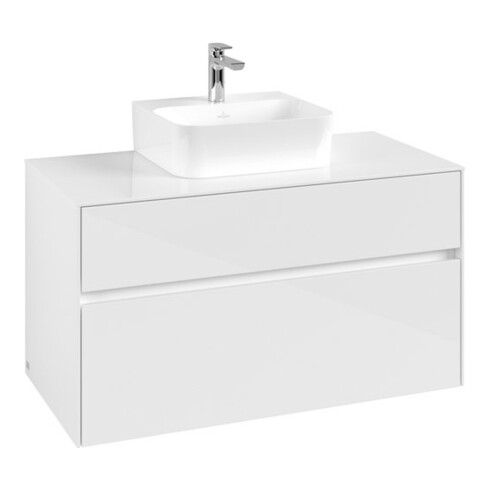 V&B Waschtischunterschrank Collaro 100x54,8x50cm, WT mittig, glossy white