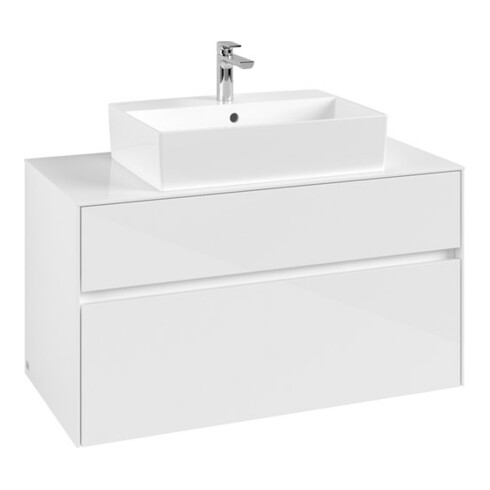 V&B Waschtischunterschrank Collaro 100x54,8x50cm, WT mittig, glossy white