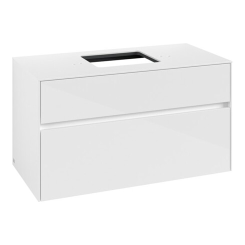 V&B Waschtischunterschrank Collaro 100x54,8x50cm, WT mittig, glossy white