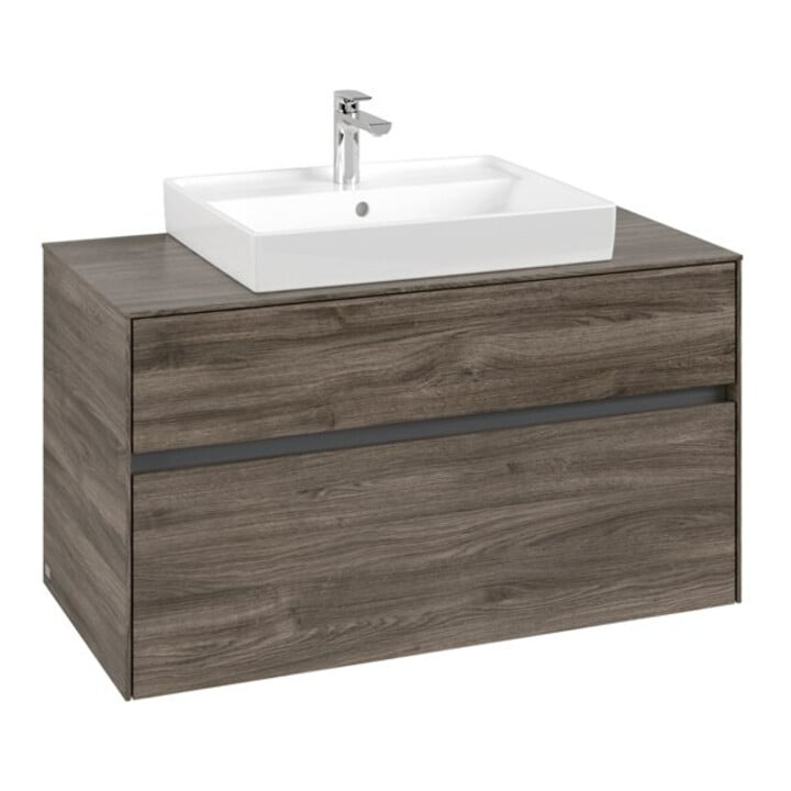 V&B Waschtischunterschrank Collaro 100x54,8x50cm, WT mittig, stone oak