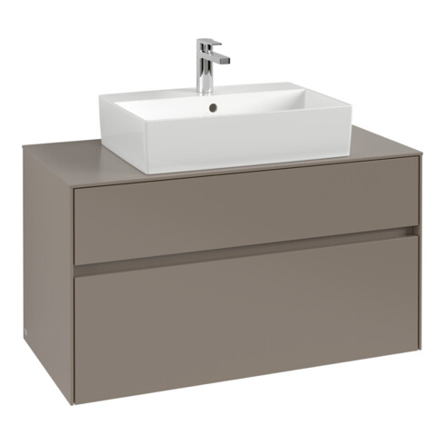V&B Waschtischunterschrank Collaro 100x54,8x50cm, WT mittig, volcano black