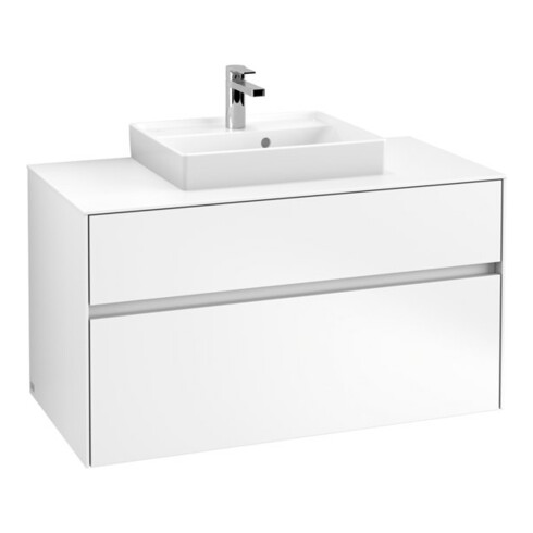 V&B Waschtischunterschrank Collaro 100x54,8x50cm, WT mittig, white matt