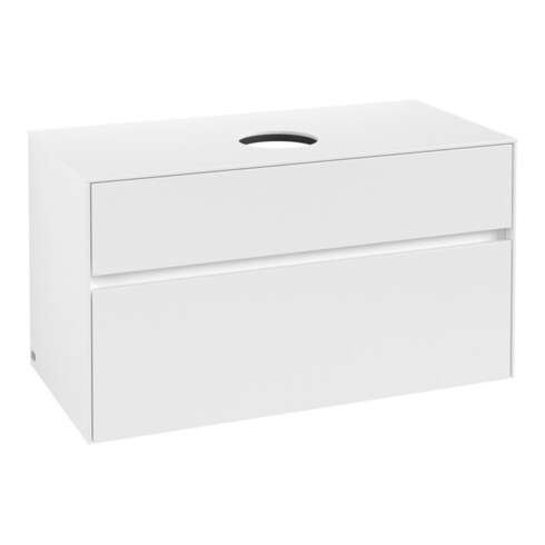 V&B Waschtischunterschrank Collaro 100x54,8x50cm, WT mittig, White Matt