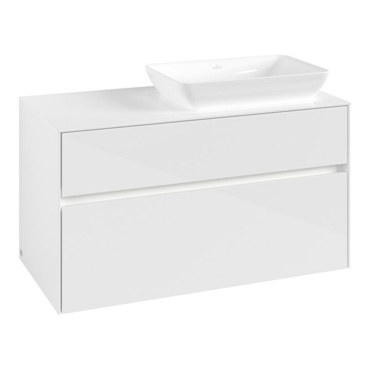 V&B Waschtischunterschrank Collaro 100x54,8x50cm, WT r, LED 7,3 W, glo wh.