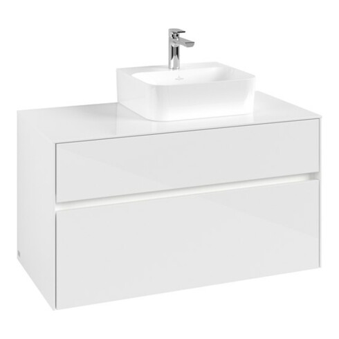 V&B Waschtischunterschrank Collaro 100x54,8x50cm, WT r, LED 7,3 W, glo wh.
