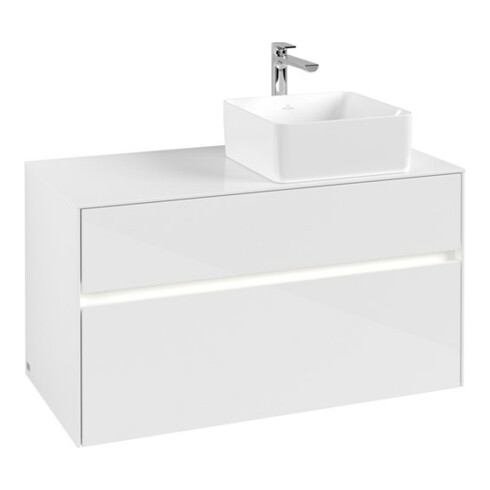 V&B Waschtischunterschrank Collaro 100x54,8x50cm, WT r, LED 7,3 W, glo wh.