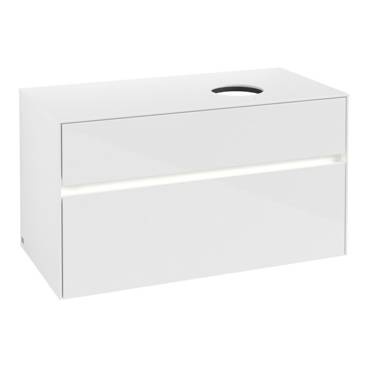 V&B Waschtischunterschrank Collaro 100x54,8x50cm, WT r, LED 7,3 W, glo wh.