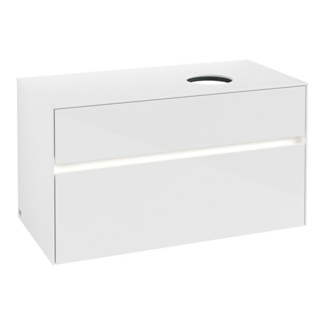 V&B Waschtischunterschrank Collaro 100x54,8x50cm, WT r, LED 7,3 W, glo wh.