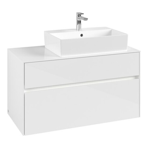 V&B Waschtischunterschrank Collaro 100x54,8x50cm, WT r, LED 7,3 W, glo wh.