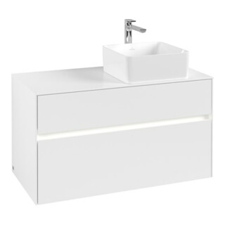 V&B Waschtischunterschrank Collaro 100x54,8x50cm, WT r, LED 7,3 W, wh. ma
