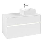 V&B Waschtischunterschrank Collaro 100x54,8x50cm, WT r, LED 7,3 W, wh. ma