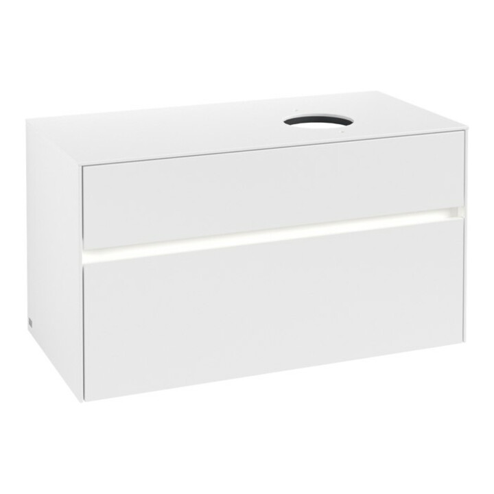 V&B Waschtischunterschrank Collaro 100x54,8x50cm, WT r, LED 7,3 W, wh. ma