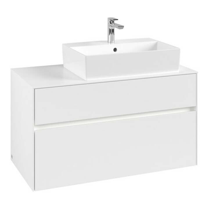 V&B Waschtischunterschrank Collaro 100x54,8x50cm, WT r, LED 7,3 W, wh. ma