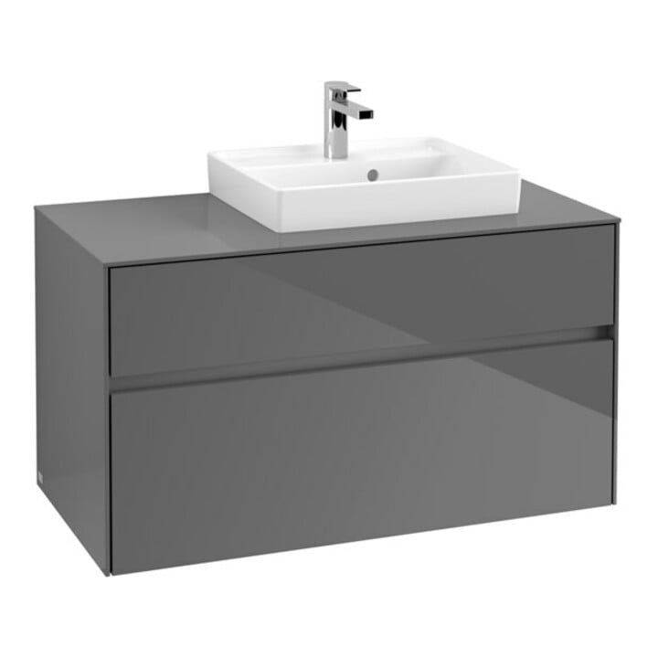 V&B Waschtischunterschrank Collaro 100x54,8x50cm, WT rechts, glossy grey