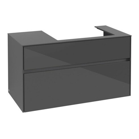 V&B Waschtischunterschrank Collaro 100x54,8x50cm, WT rechts, glossy grey