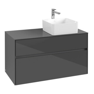 V&B Waschtischunterschrank Collaro 100x54,8x50cm, WT rechts, Glossy Grey