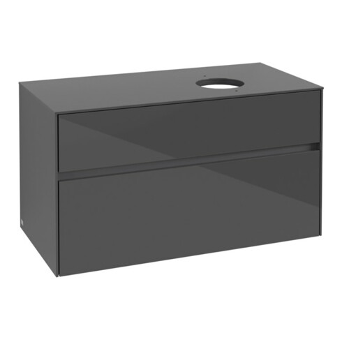 V&B Waschtischunterschrank Collaro 100x54,8x50cm, WT rechts, Glossy Grey