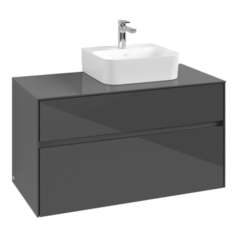 V&B Waschtischunterschrank Collaro 100x54,8x50cm, WT rechts, glossy grey