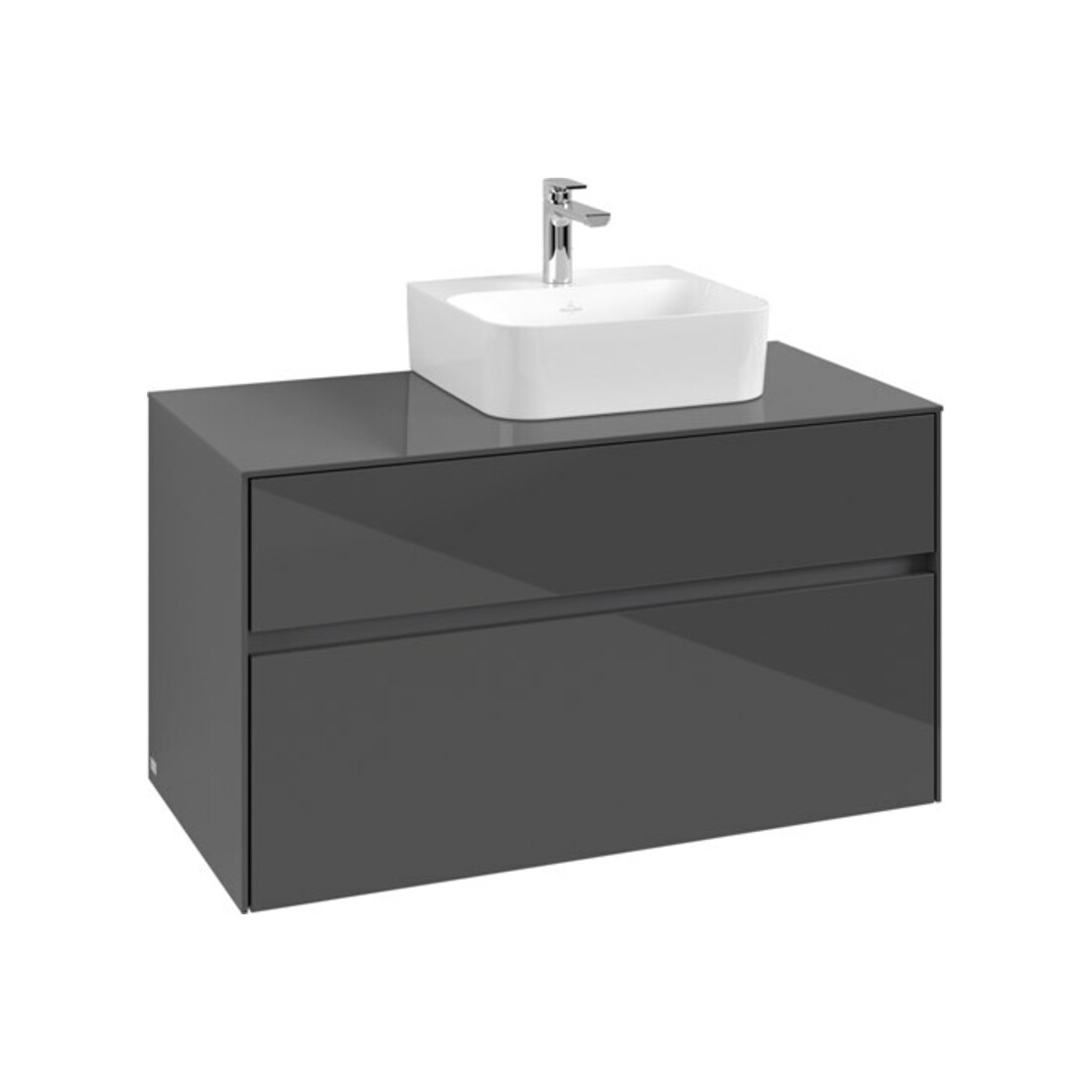 V&B Waschtischunterschrank Collaro 100x54,8x50cm, WT rechts, glossy grey