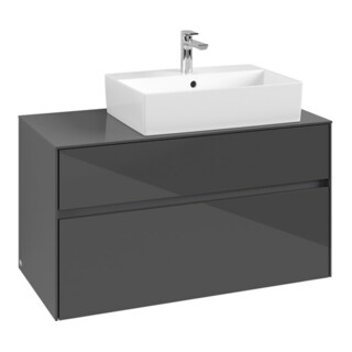 V&B Waschtischunterschrank Collaro 100x54,8x50cm, WT rechts, glossy grey